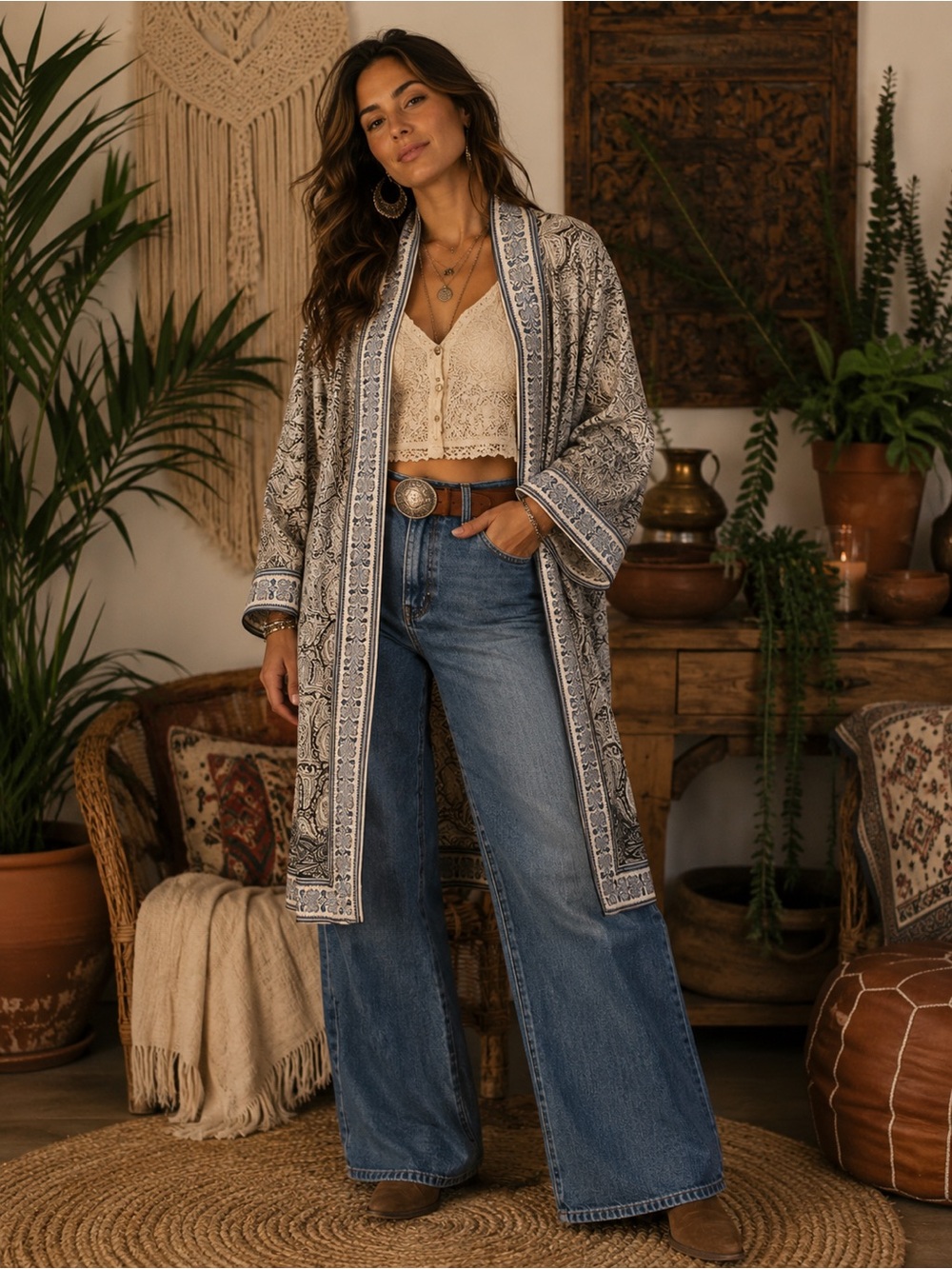 Max Studio Blue Paisley Kimono